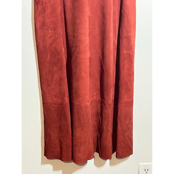 Antonio Melani EUC Rust Suede Sleeveless Rounded Neckline Midi Dress Size 10 - Picture 5 of 9
